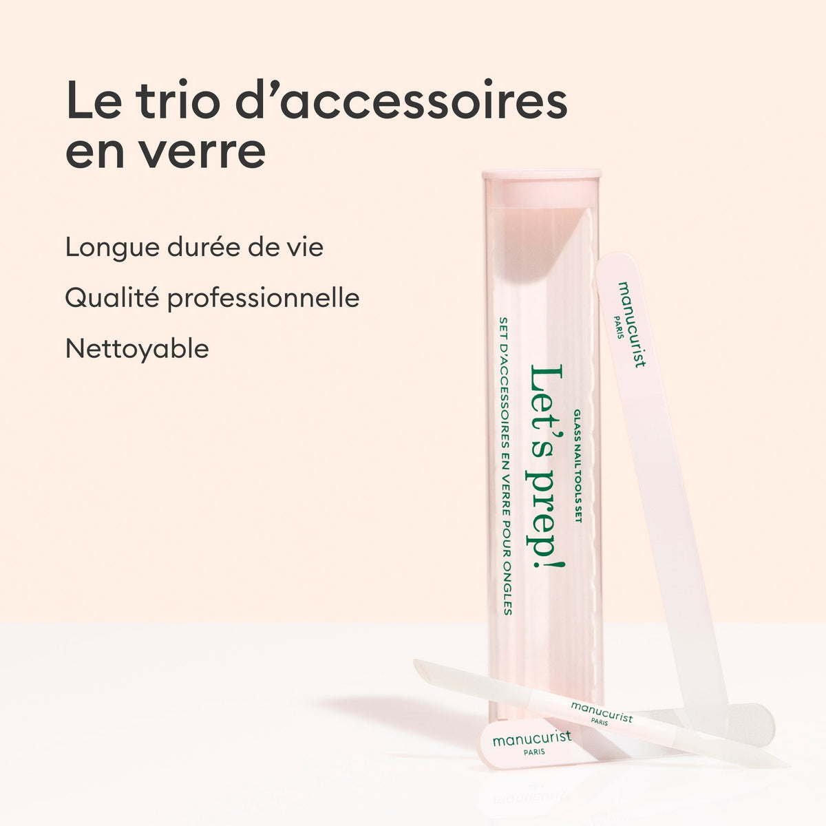 Trio d'accessoires en verre pour les ongles