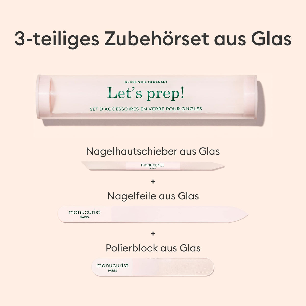Trio d'accessoires en verre pour les ongles