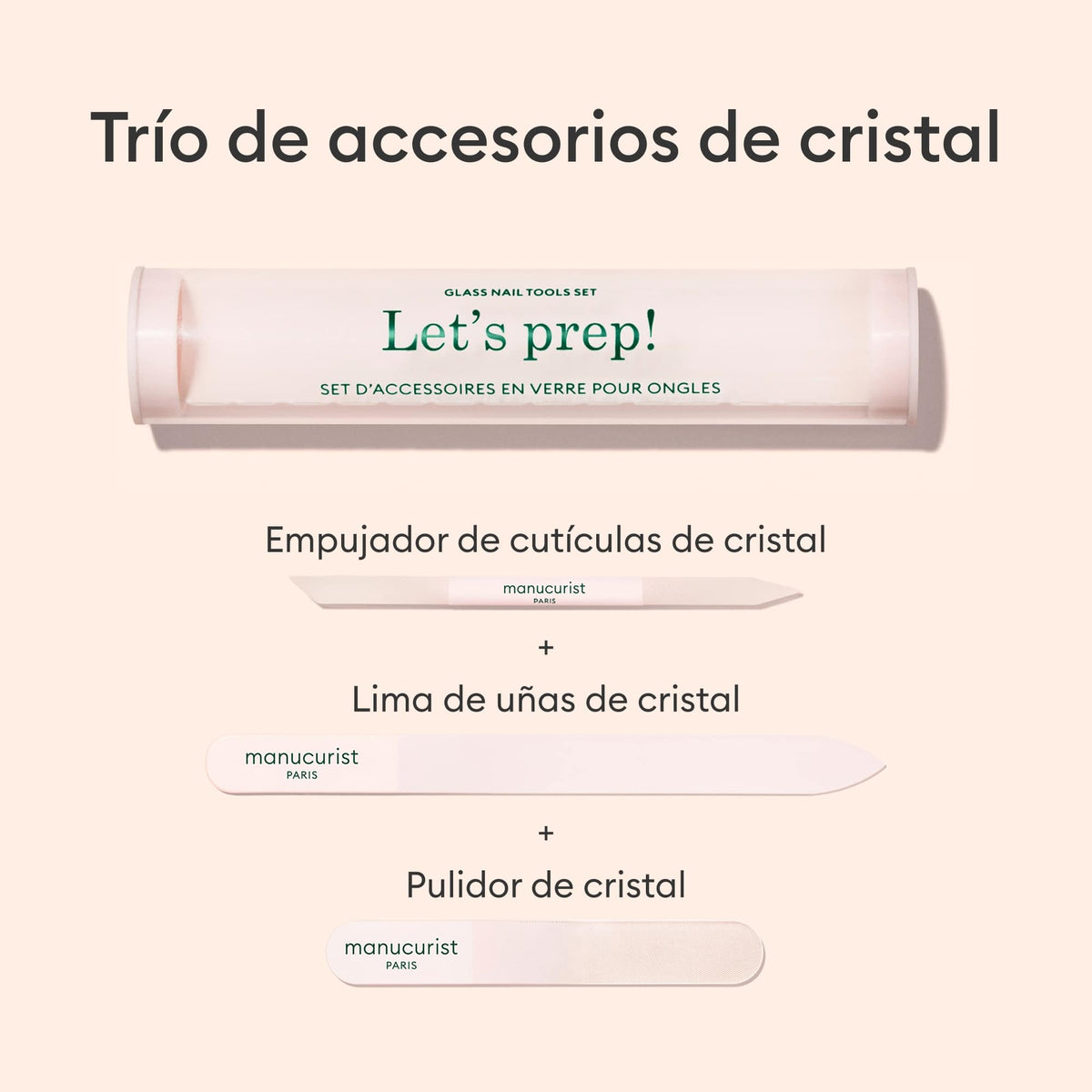 Trio d'accessoires en verre pour les ongles