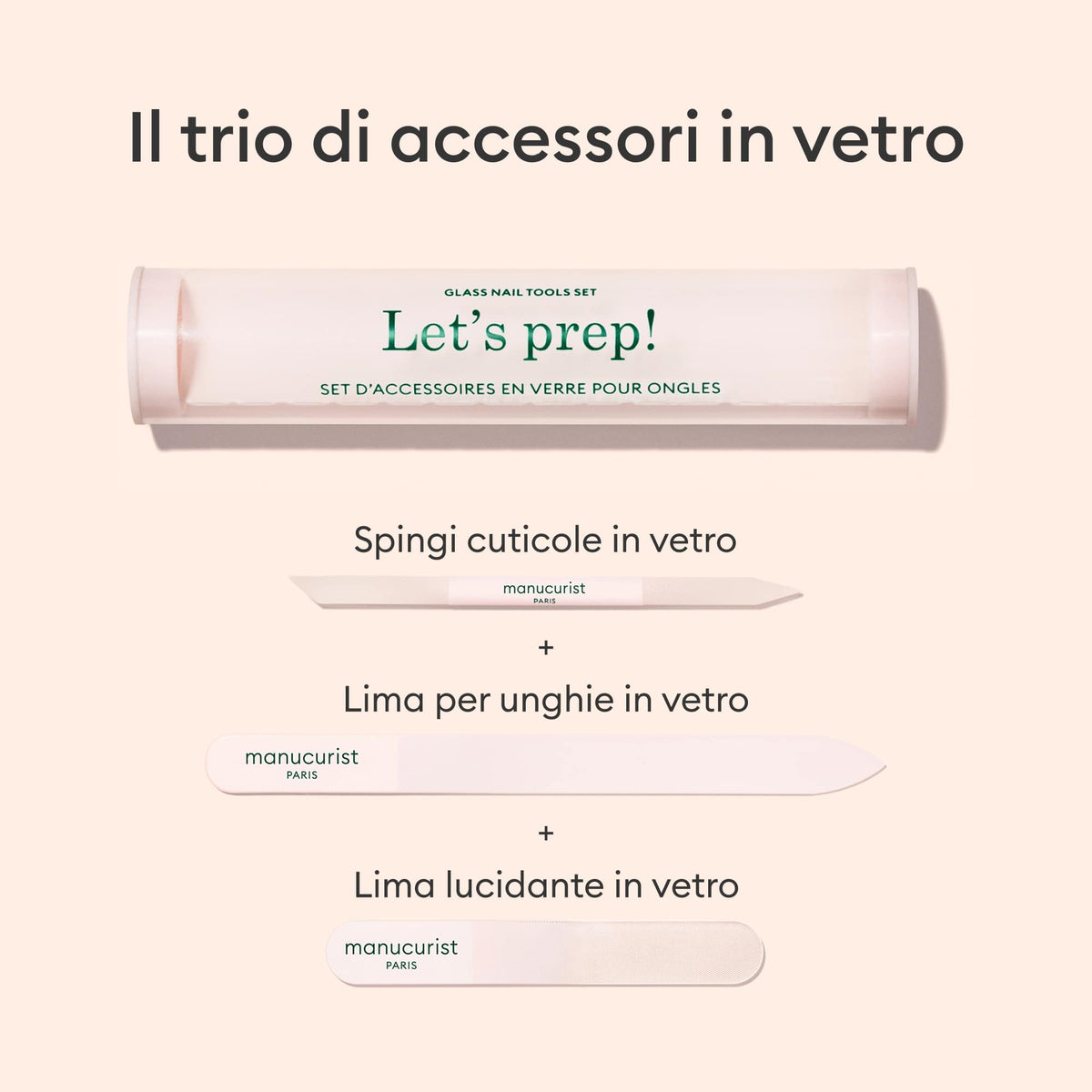 Trio d'accessoires en verre pour les ongles