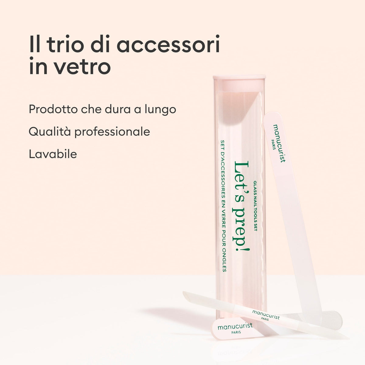Trio d'accessoires en verre pour les ongles