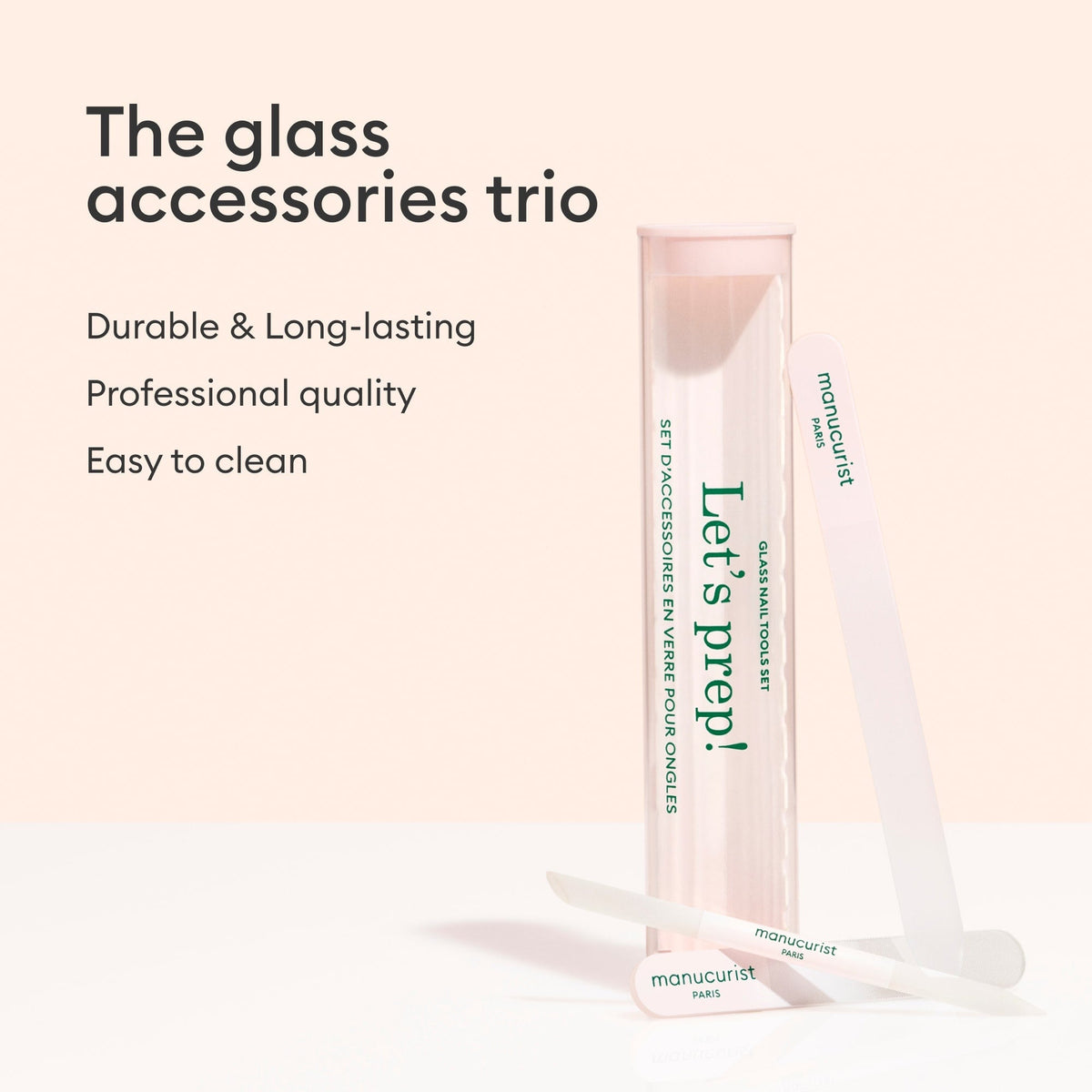 Trio d'accessoires en verre pour les ongles